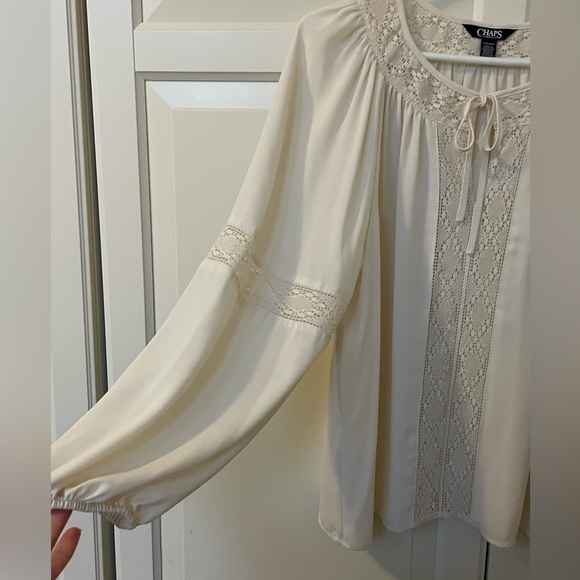 Chaps Petite Blouse with Lace - Picture 4 of 5